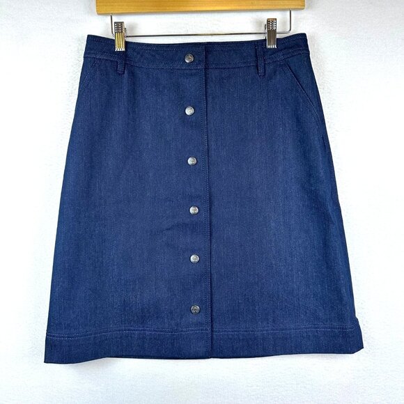 Brooks Brothers Button Denim Chambray Skirts Size 6 Casual Preppy Pinup Classy - Picture 1 of 12